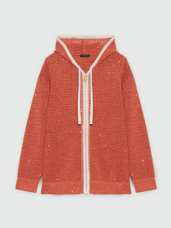 Cardigan mit Reißverschluss und Kapuze
