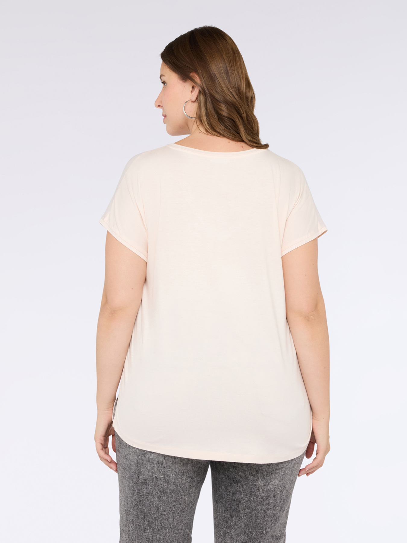 Two-material V-neck T-shirt image number 1