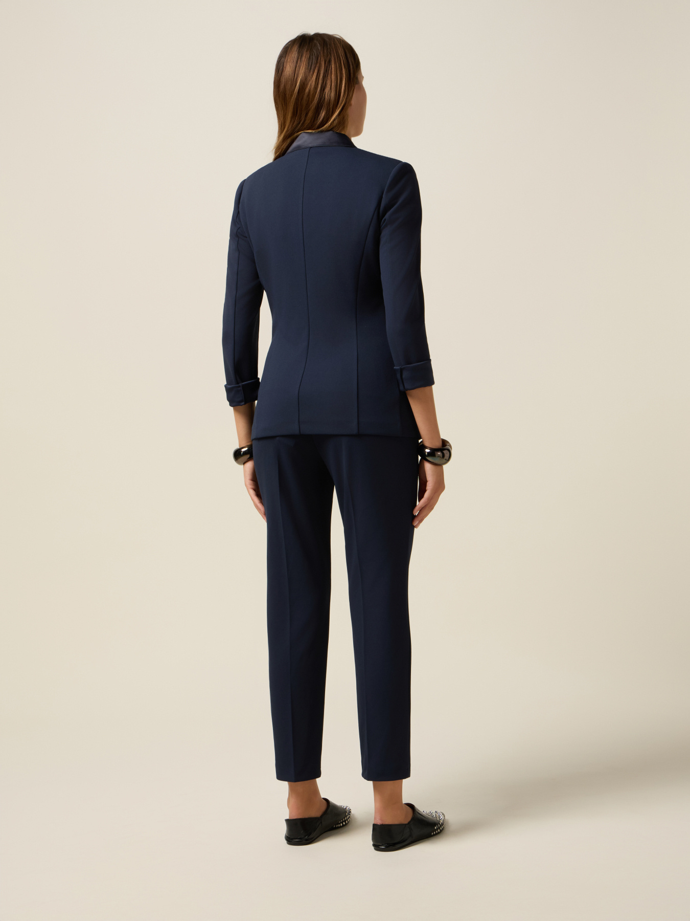 Double-breasted blazer with covered buttons image number 0