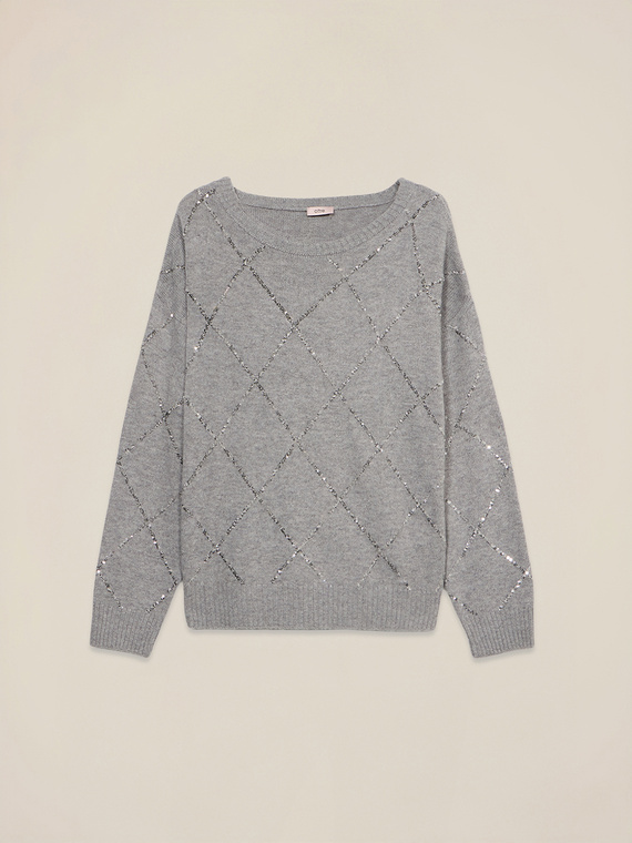 Maglia misto cashmere con paillettes