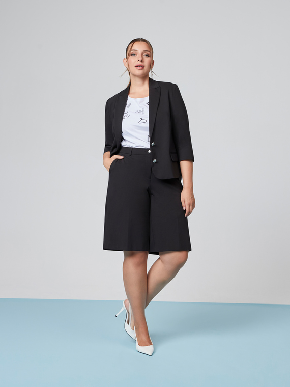 Blazer in punto Milano con manica 3/4