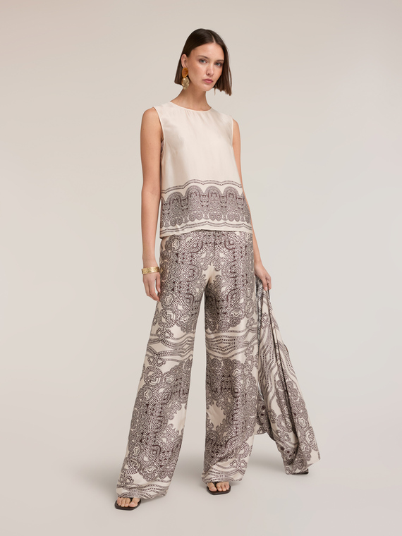 Top din satin cu imprimeu paisley