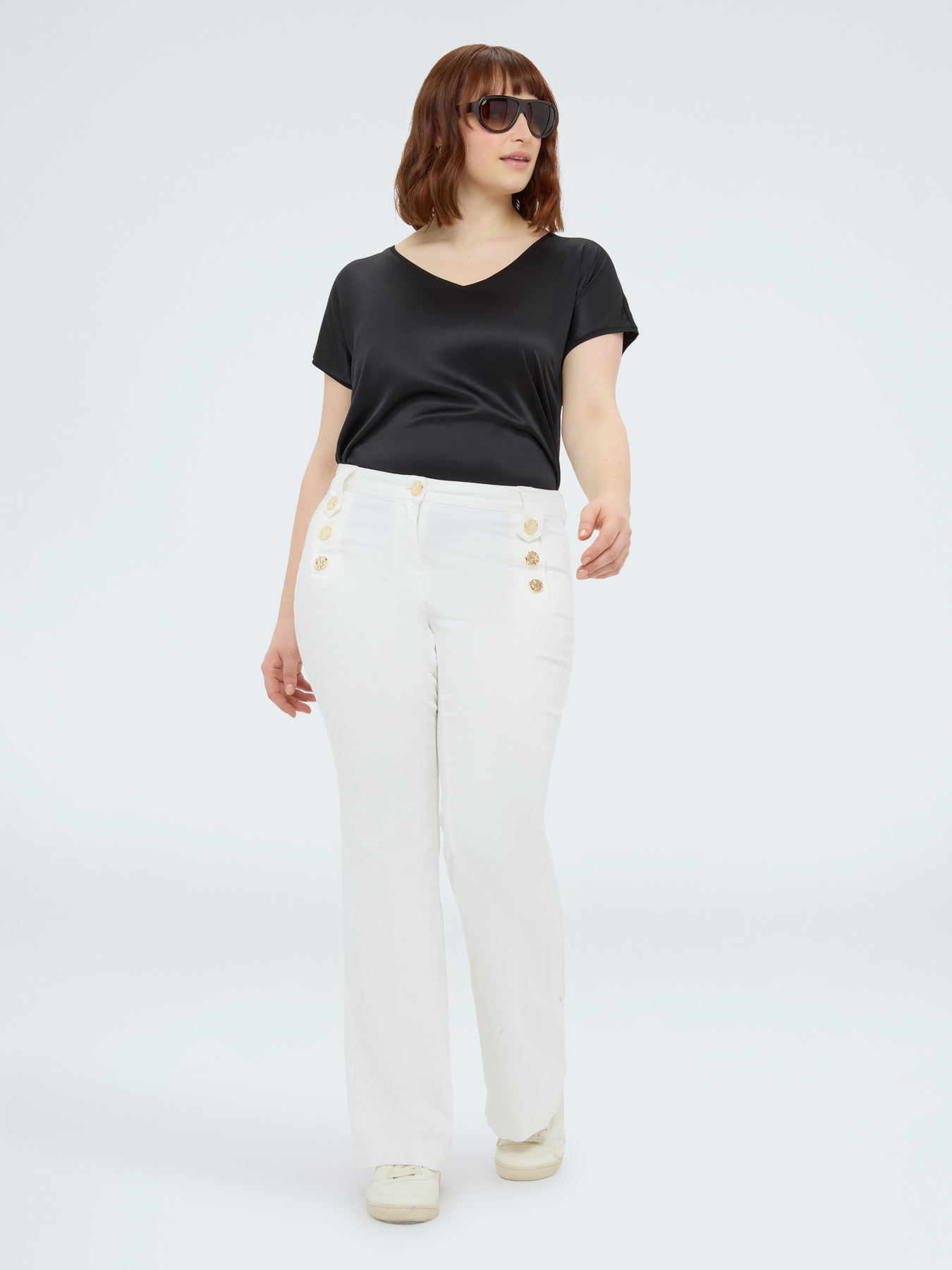 T-shirt bimati&egrave;re avec col en V image number 2