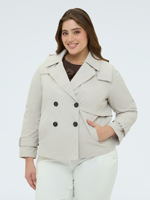 Kurzer zweireihiger Trenchcoat