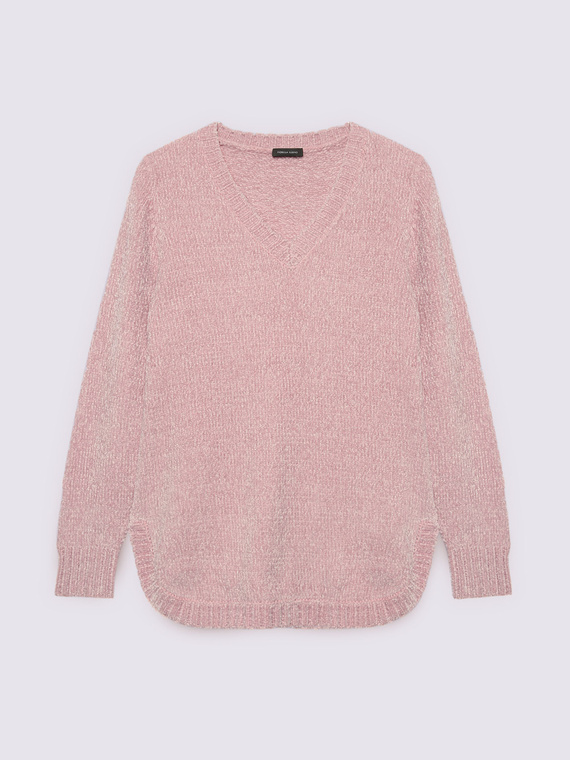 Pull chenille col en V