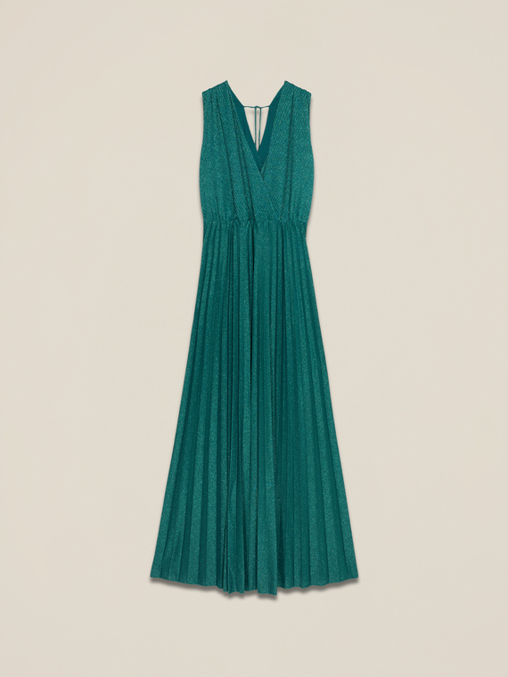 Long pleated lurex dress