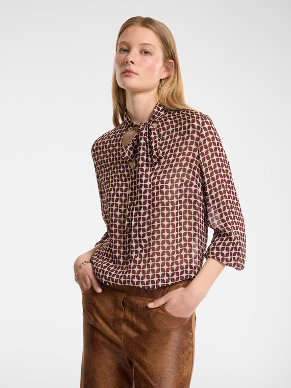 Printed blouse with sash