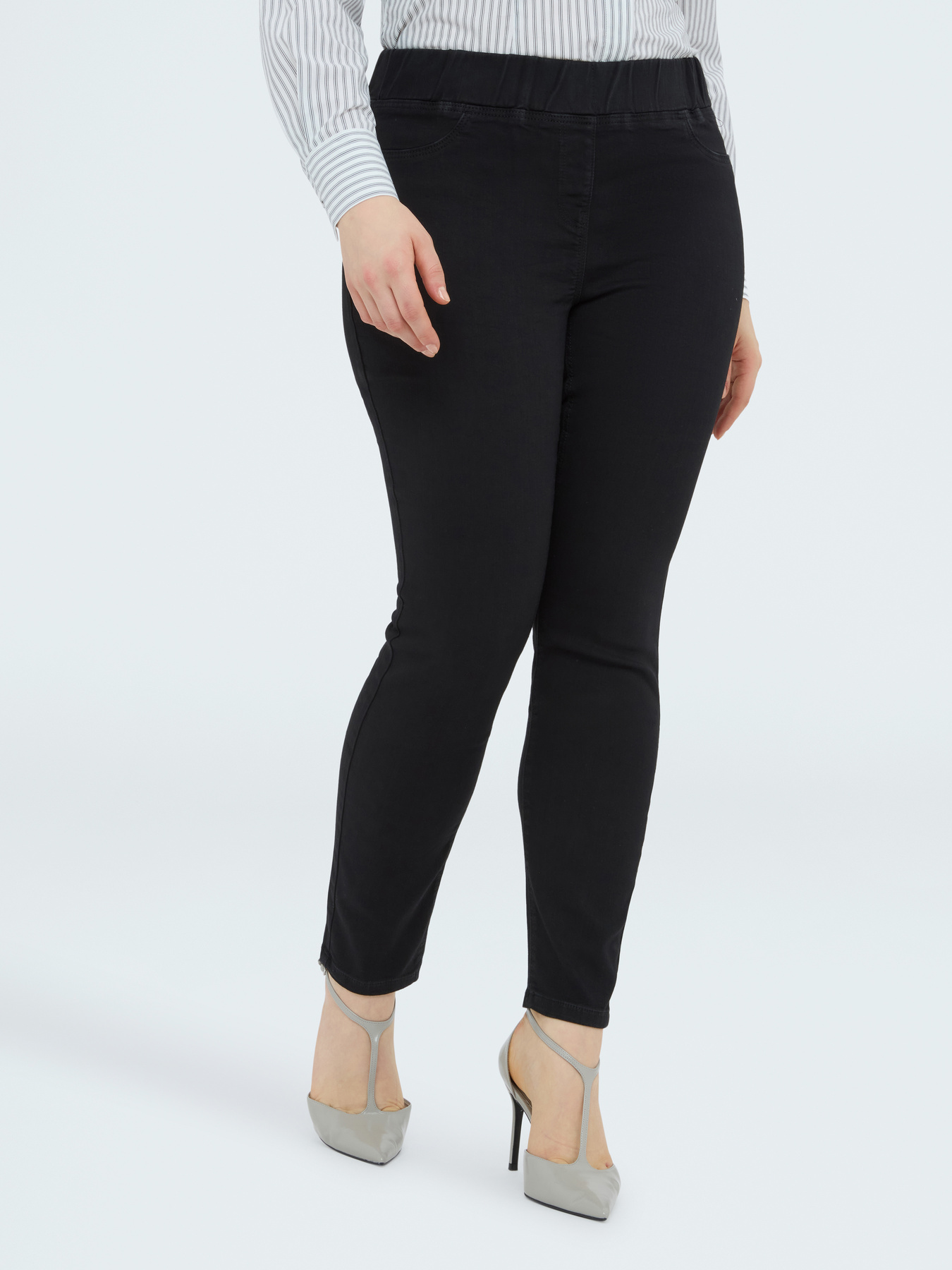 Total black jeggings with elasticated waist image number 0