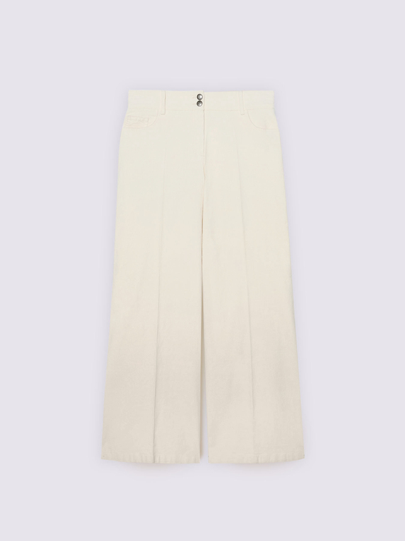 Pantaloni wide leg in velluto a coste