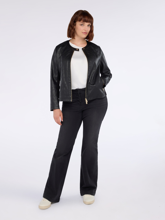 Giacca biker con punti luce e parti in tessuto stretch