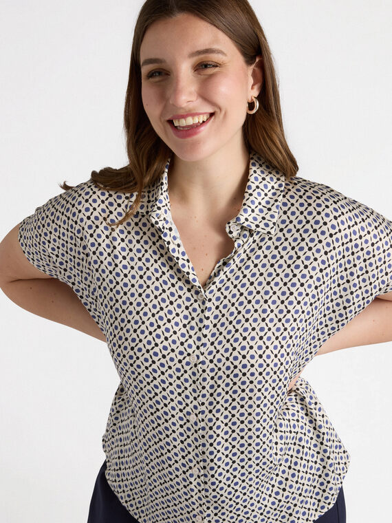 Micro polka dot satin shirt