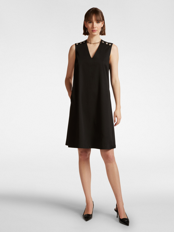 A-line dress with buttons on the shoulders