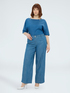 Pantaloni Wide Leg in tencel con gessatura in lurex image number 2