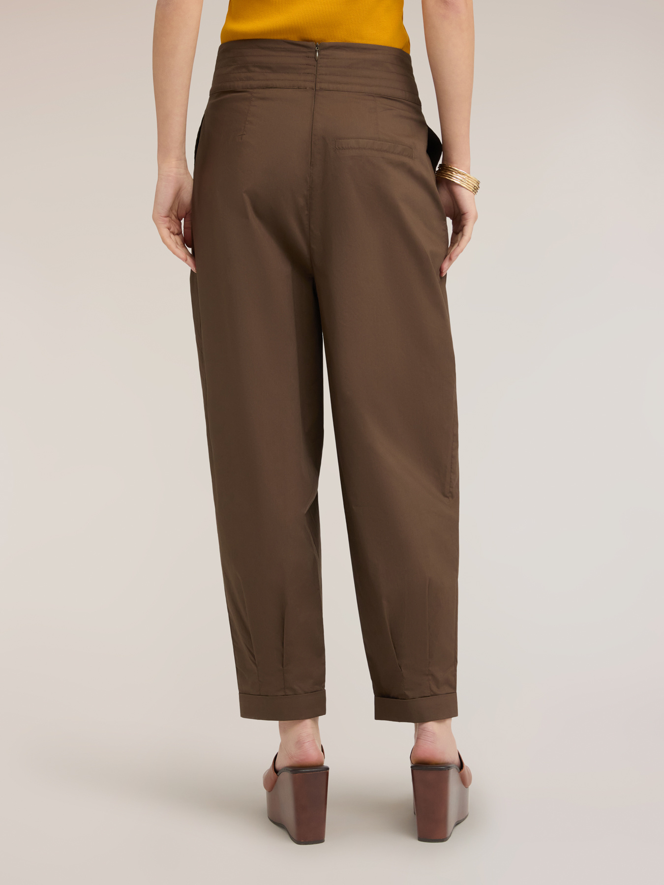 Poplin trousers with waist ties image number 1