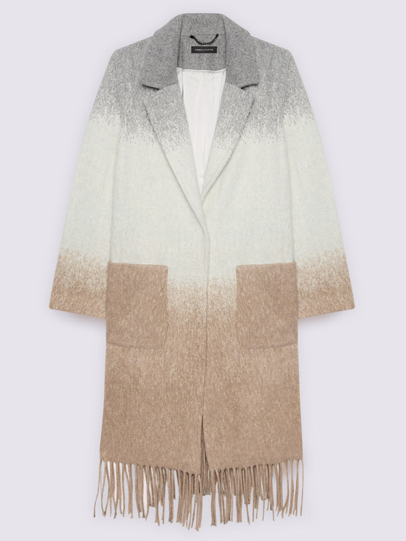 Cappotto stampa sfumata con frange