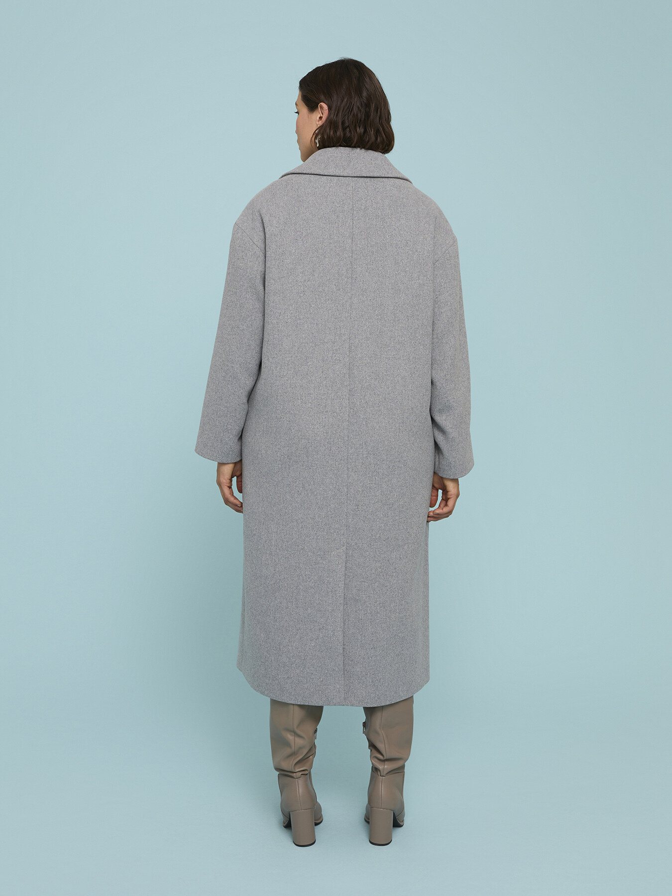 Long coat in wool blend fabric image number 1