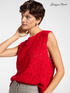 Sleeveless lace stitch sweater image number 0