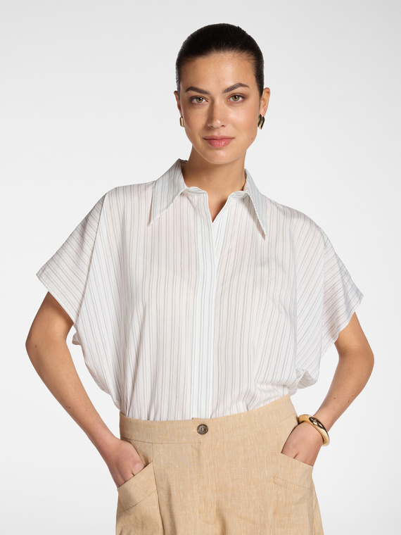 Pinstripe shirt with short sleeves