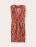 Short satin crossover dress with print image number 4