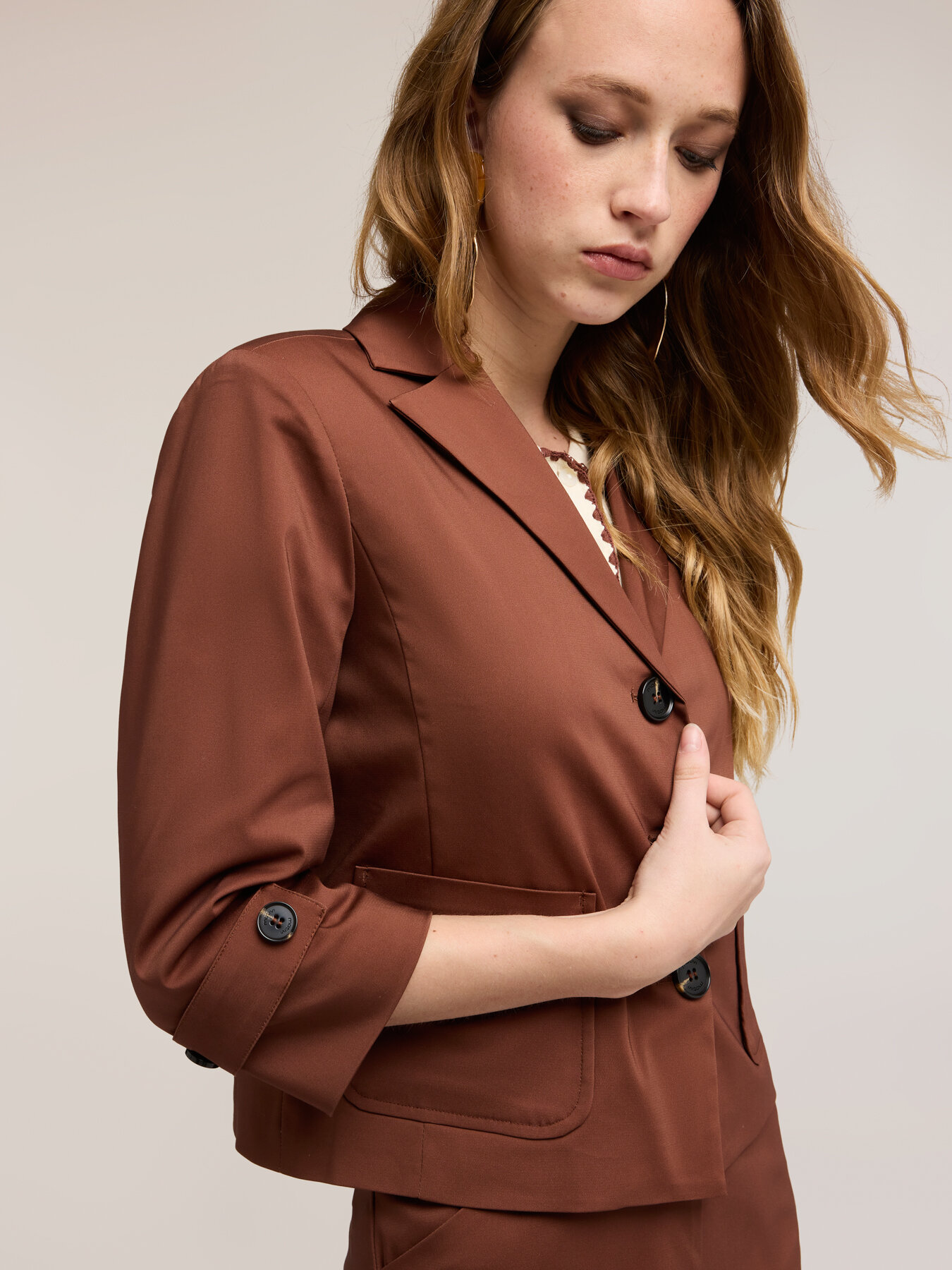 Veste manches trois-quarts en m&eacute;lange de coton image number 2