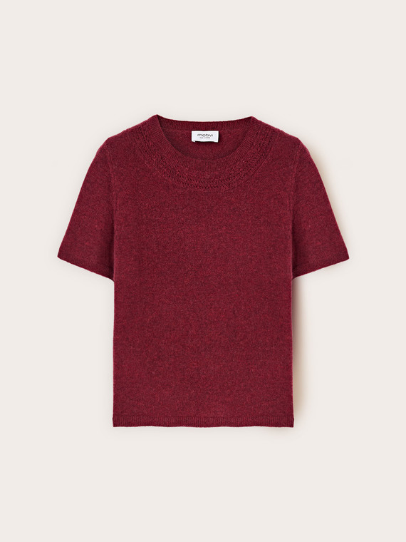 Short-sleeve cashmere sweater
