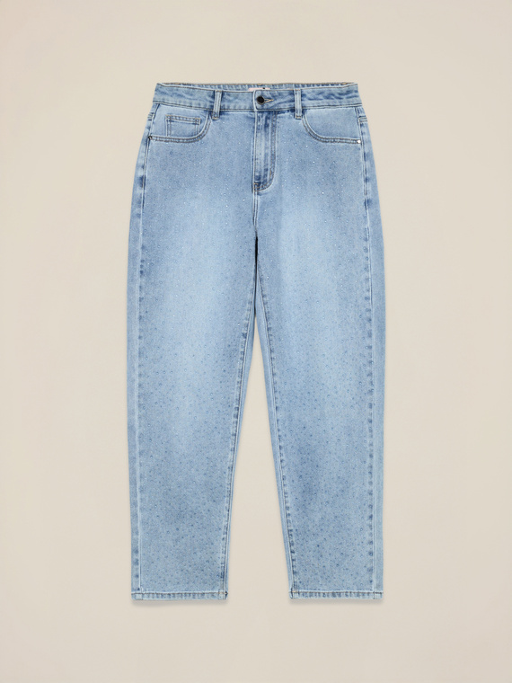 Jeans regular con micro cristalli