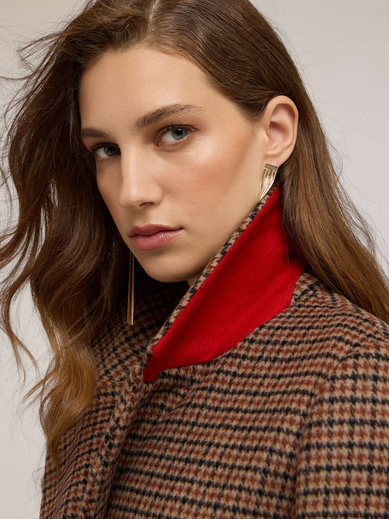 Slim fit coat with check pattern image number 3