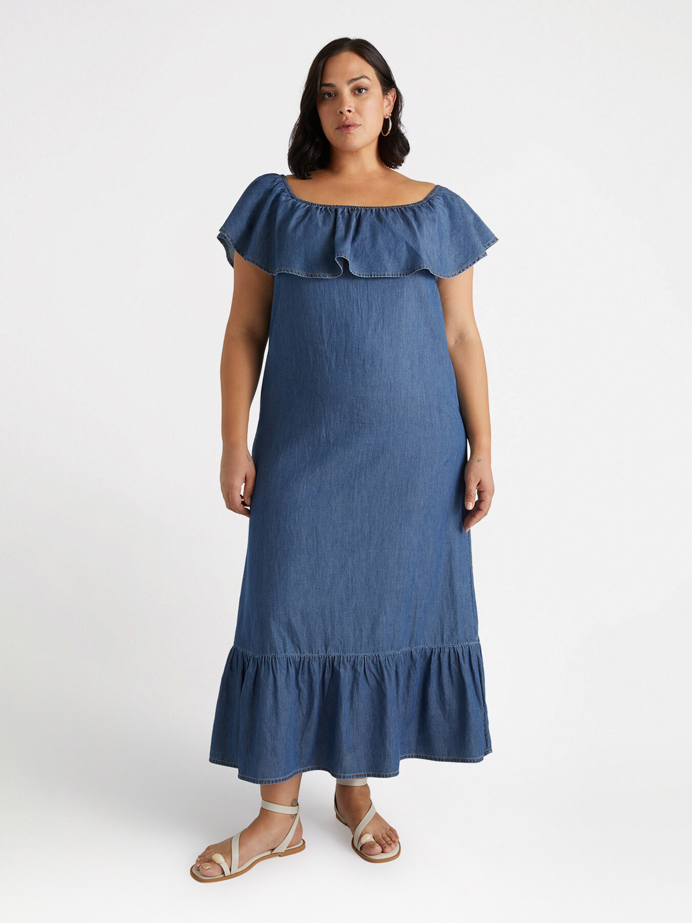 Long denim dress image number 0