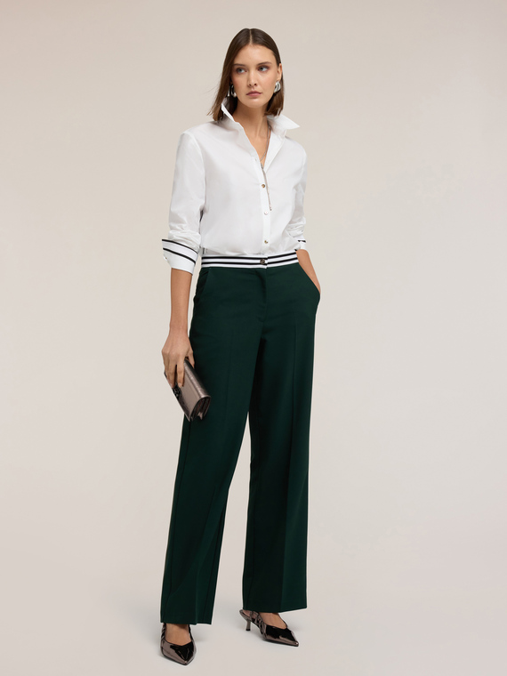 Poplin shirt with decorated cuffs