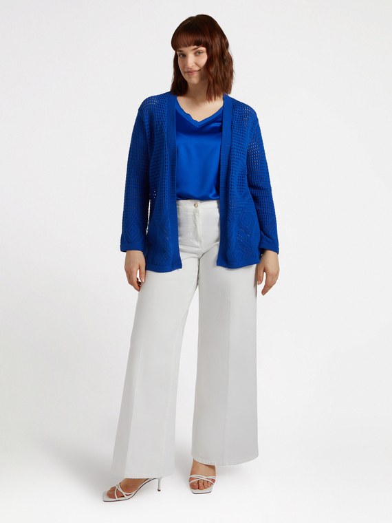 Langer Cardigan mit Lochmuster