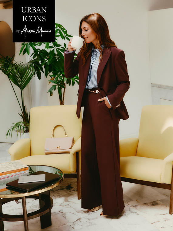 Palazzo pants in viscose blend flannel