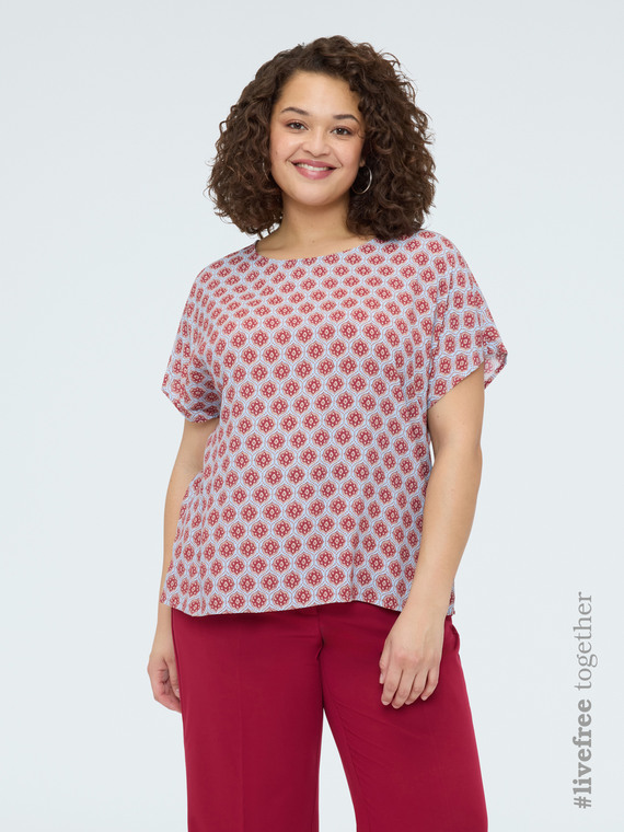 Kimono-Bluse mit geometrischem Muster