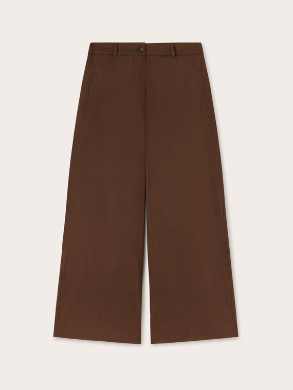 Pantaloni cropped in popeline