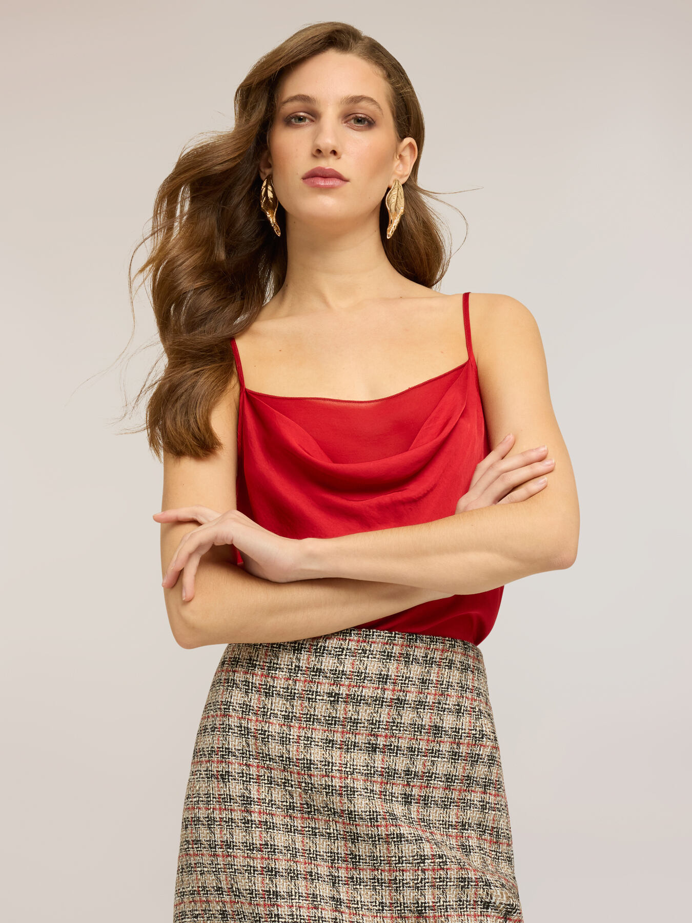 Draped satin top image number 2