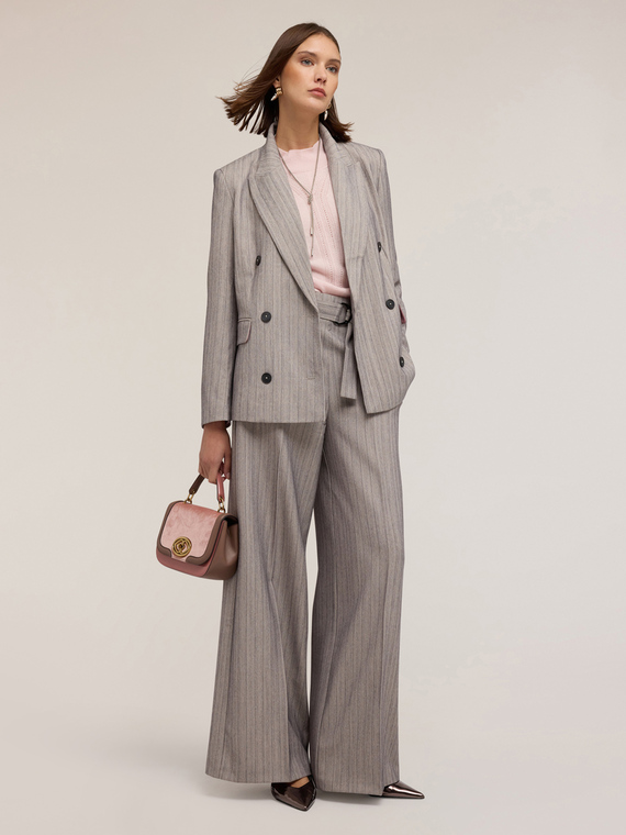 Structured double-breasted pinstripe jacket