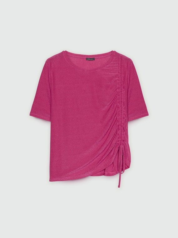 T-shirt en lurex avec cordon réglable
