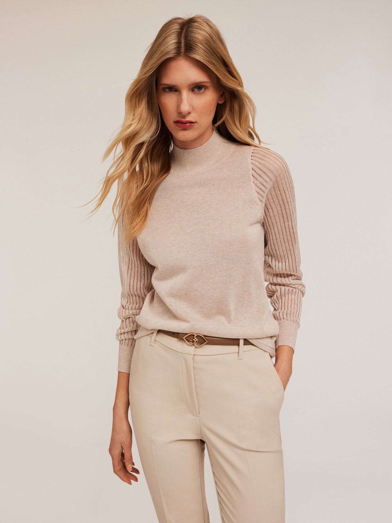 Sweater with openwork sleeves image number 0