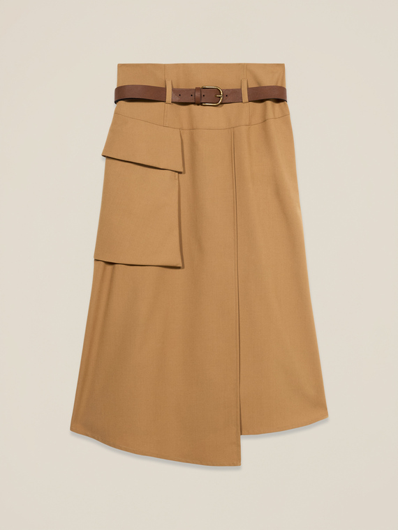 Fluid midi A-line skirt with panel