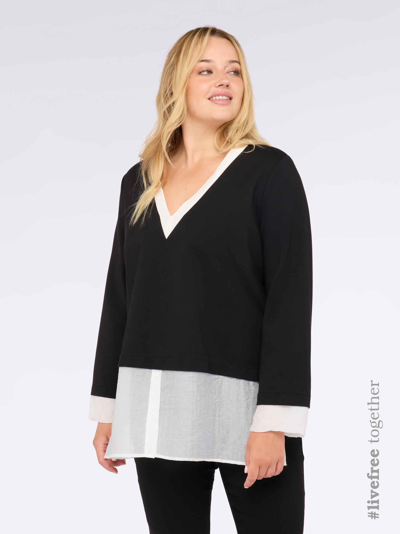 Shirt with integrated jersey sweatshirt image number 0