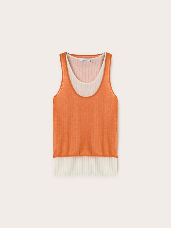 Top in jersey con canotta a coste