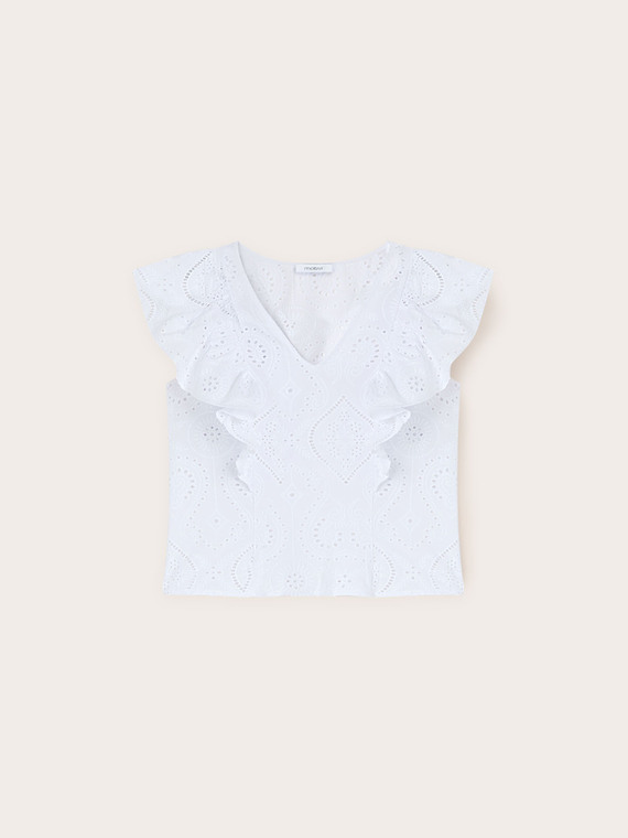 Broderie anglaise blouse with ruffle