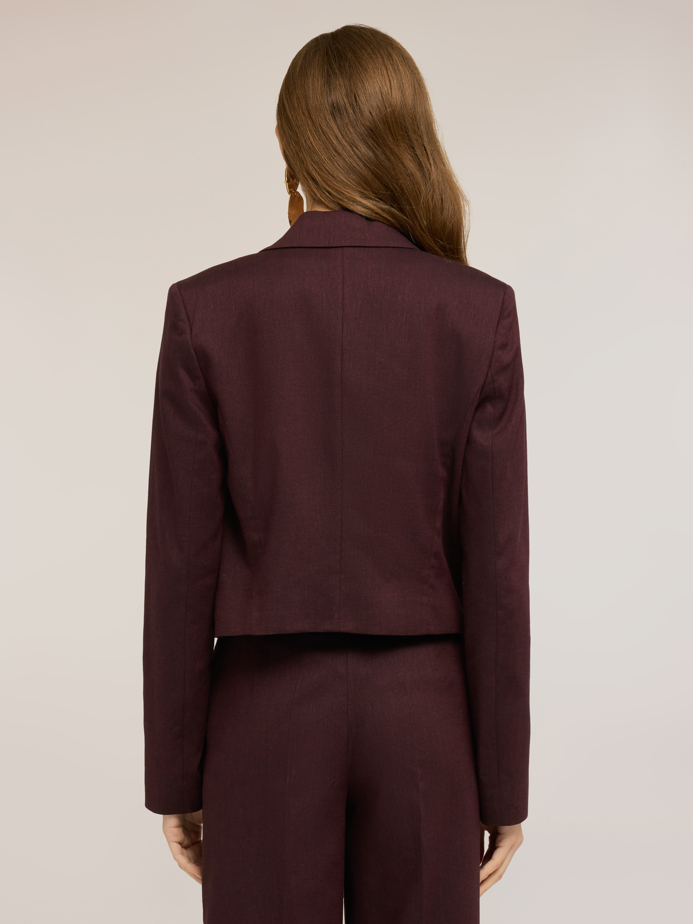 Short linen blend jacket image number 1