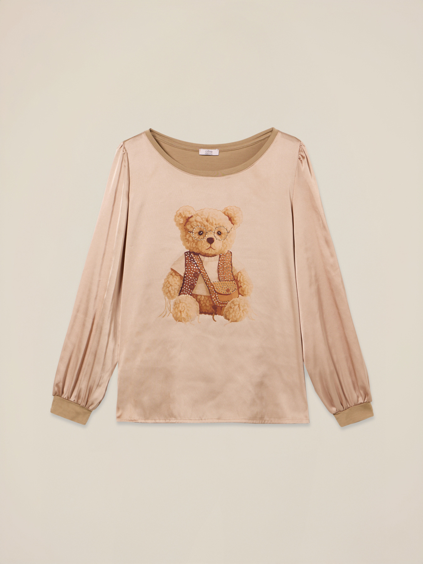 Bi-material t-shirt with print and appliqués image number 3