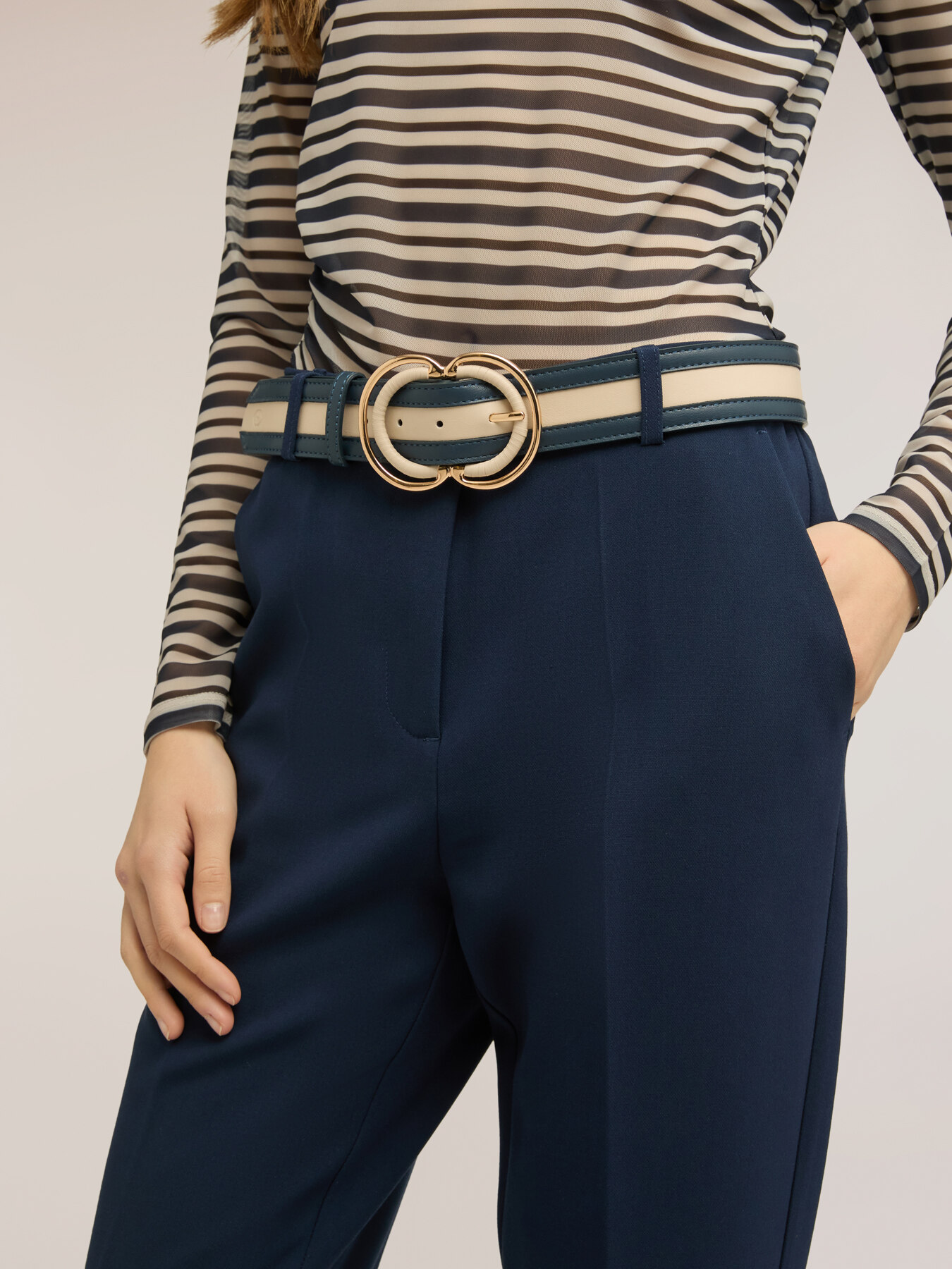 Two-tone belt with double buckle image number 0