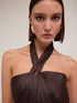 Vestito halter in raso lucido image number 3