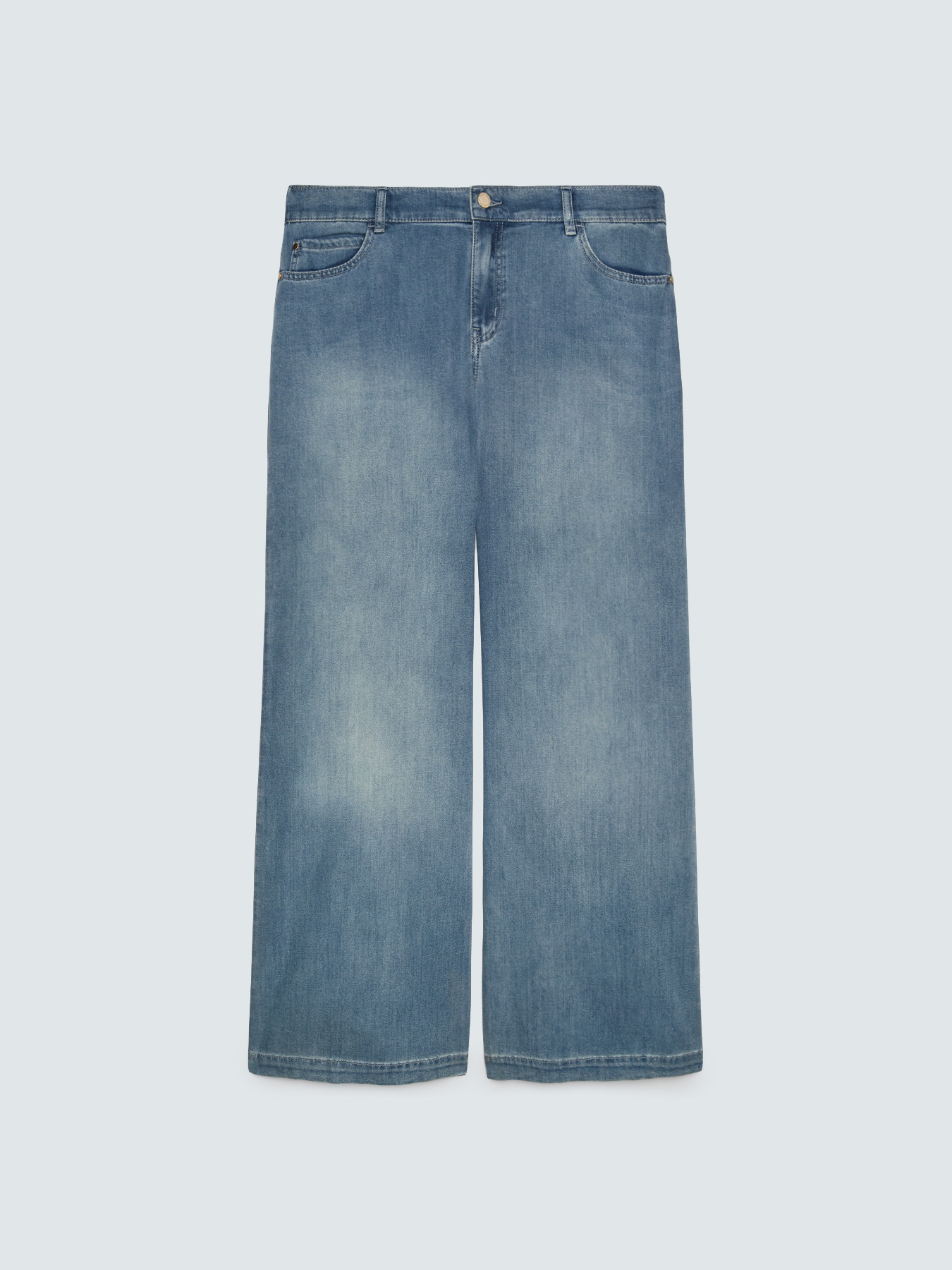 Jeans Wide Leg aus gewaschenem Denim image number 4