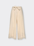 Pantaloni cropped in lino con pizzo image number 4