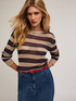 Striped knit sweater with tiny sequins image number 0