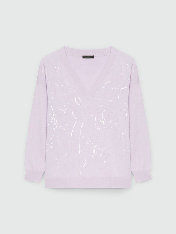 Pull avec broderie à fleurs