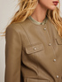Collar-less jacket in coated fabric image number 2